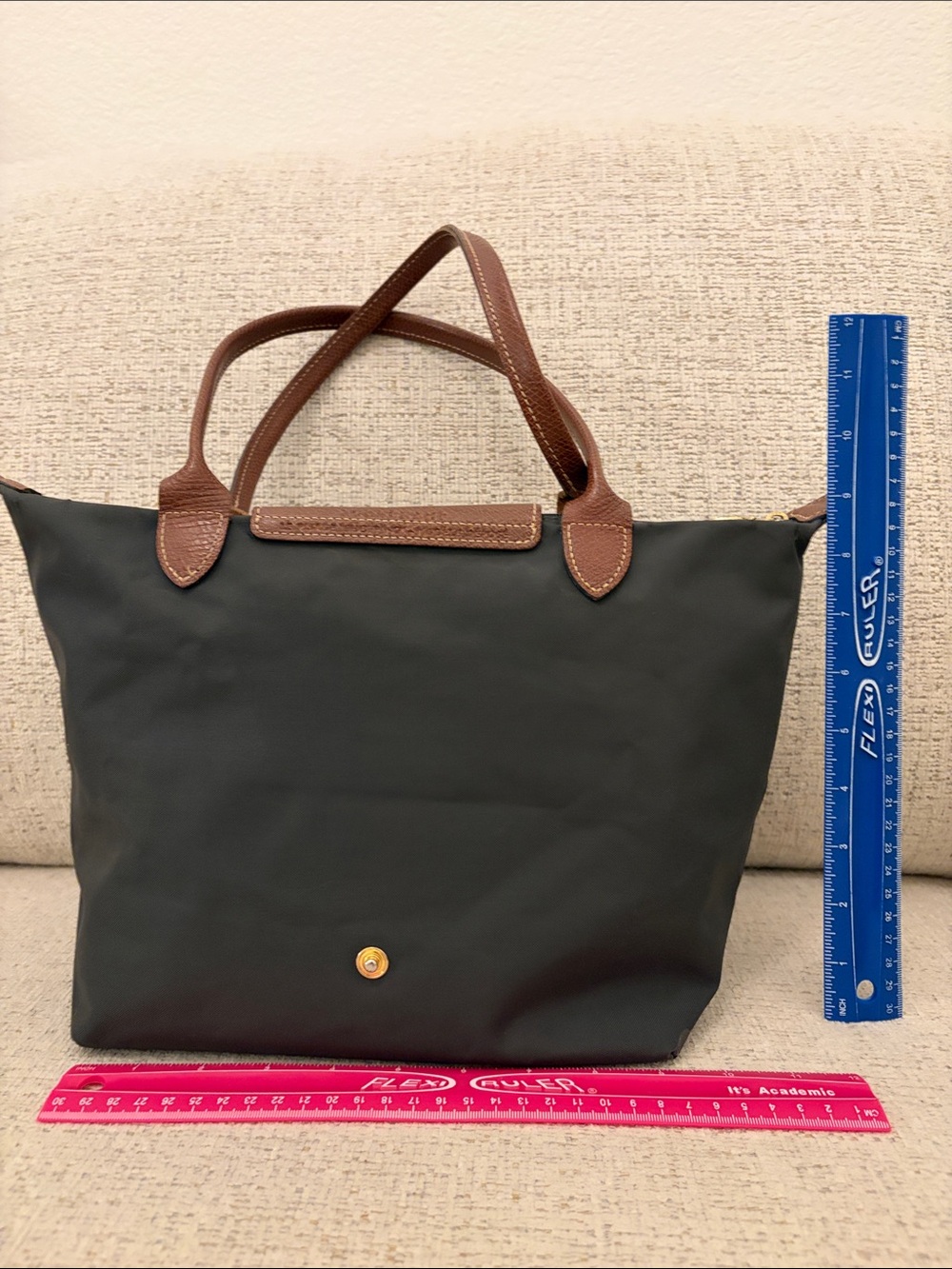 OFFERS WELCOME - Long Handle Gray Longchamp Le Pliage Shoulder Bag - Picture 3 of 14